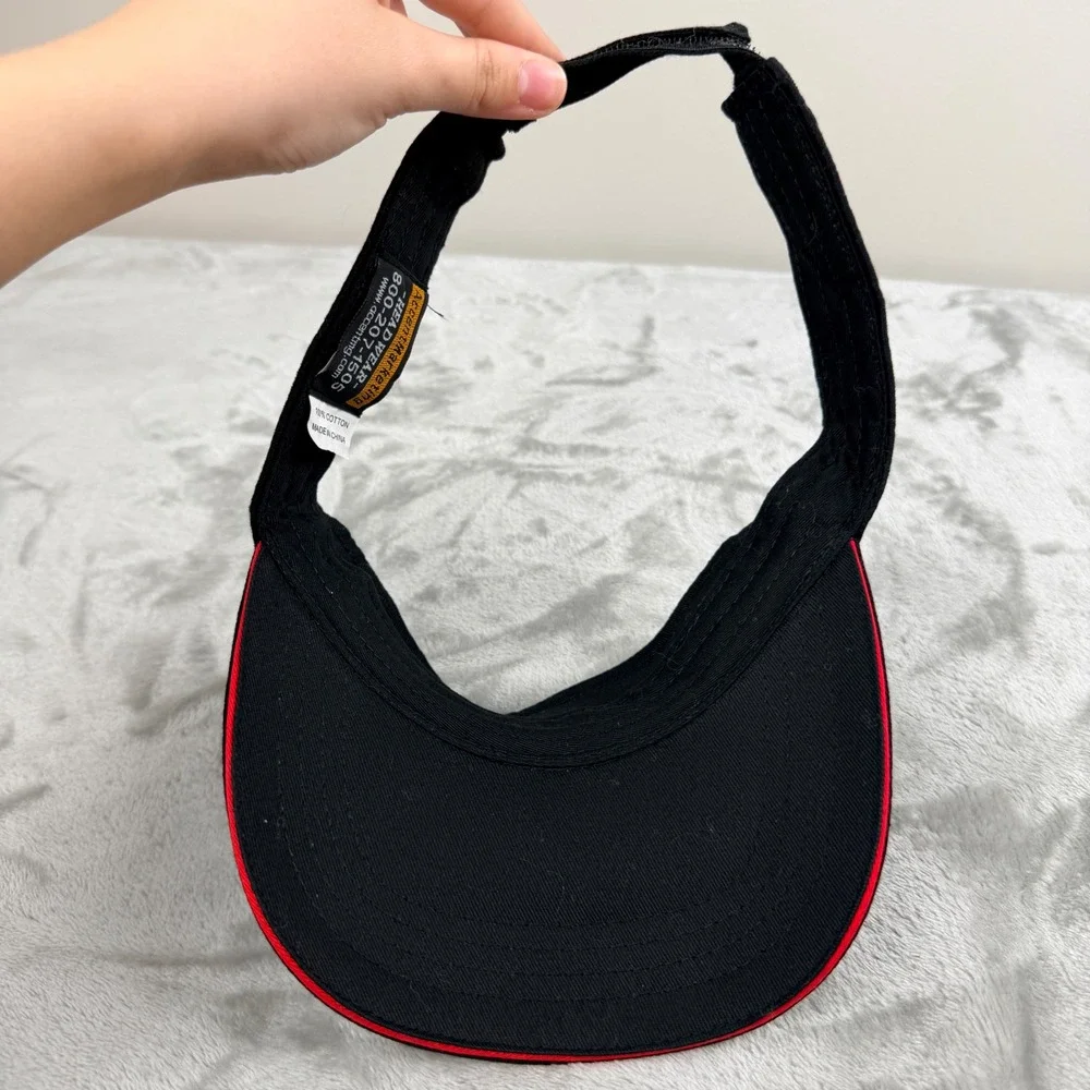Accent‎ Marketing Black Golf Visor Adjustable Sun Hat Red Trim